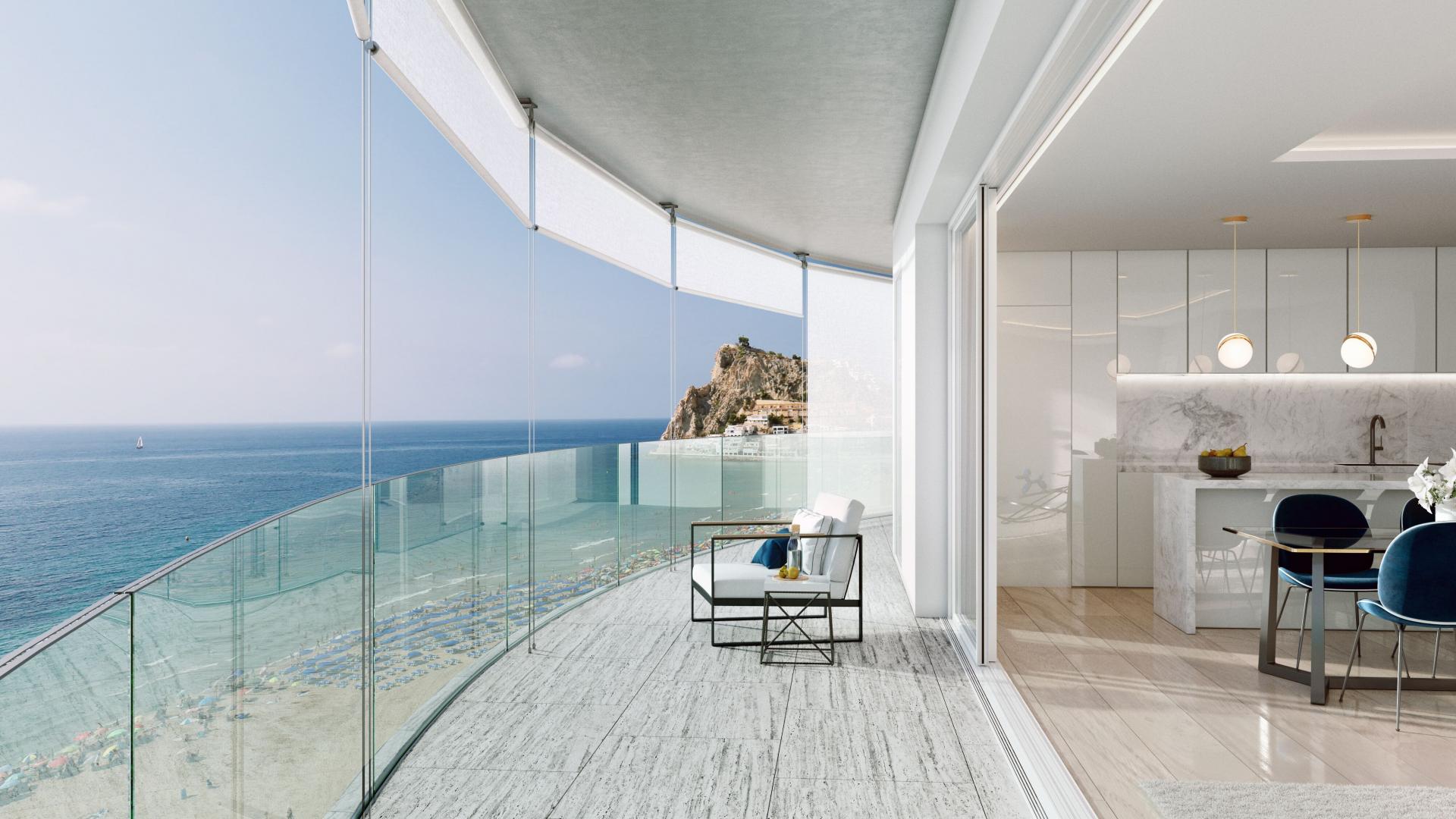 Luksusowy apartament z przestronnym tarasem 1° line beach Benidorm in Medvilla Spanje